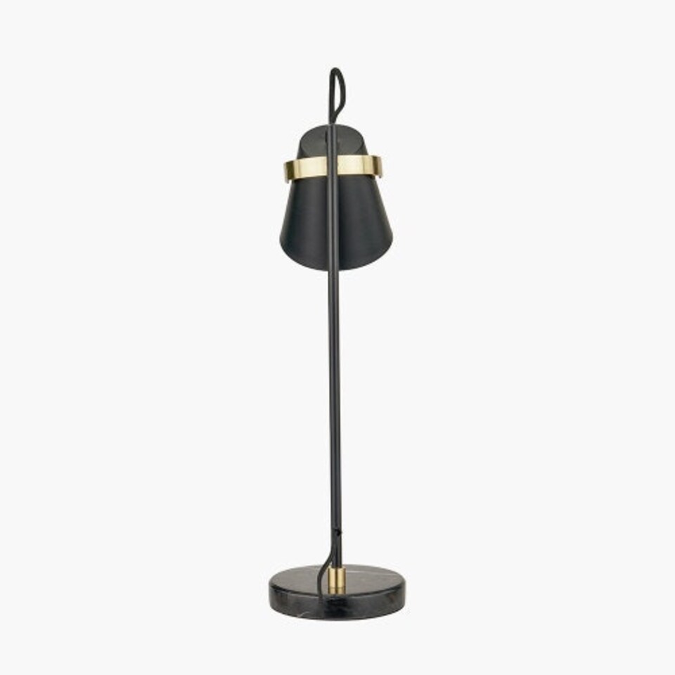 image 1 of Black and Brushed Brass Task Table Lamp Black | Gold