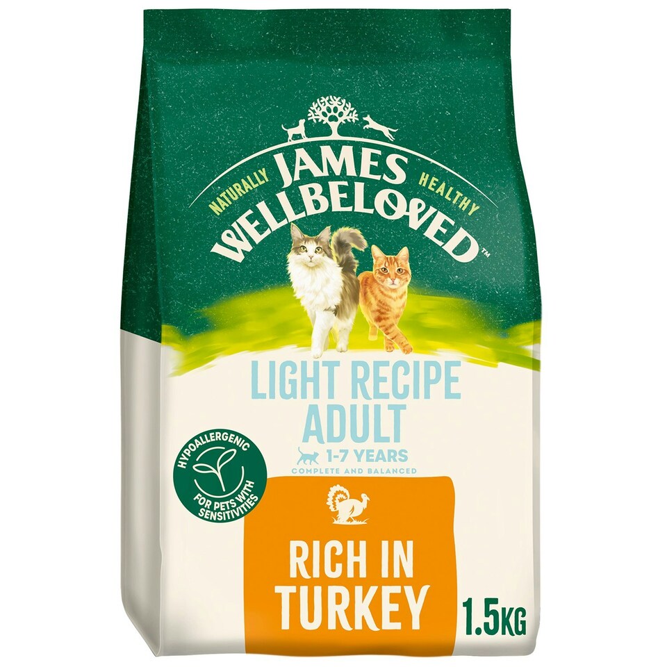 image 1 of James Wellbeloved Light Recipe 1-7 Years Adult Dry Cat Food Rich in Turkey 1.5kg
