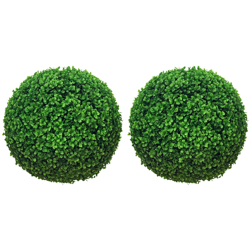 image 1 of HOMCOM Set of 2 Artificial Topiary Balls Indoor Outdoor Faux Boxwood Balls