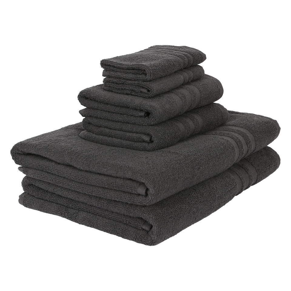 image 1 of Nicola Spring 6pc Cotton Towels Set - 160cm x 90cm - Charcoal
