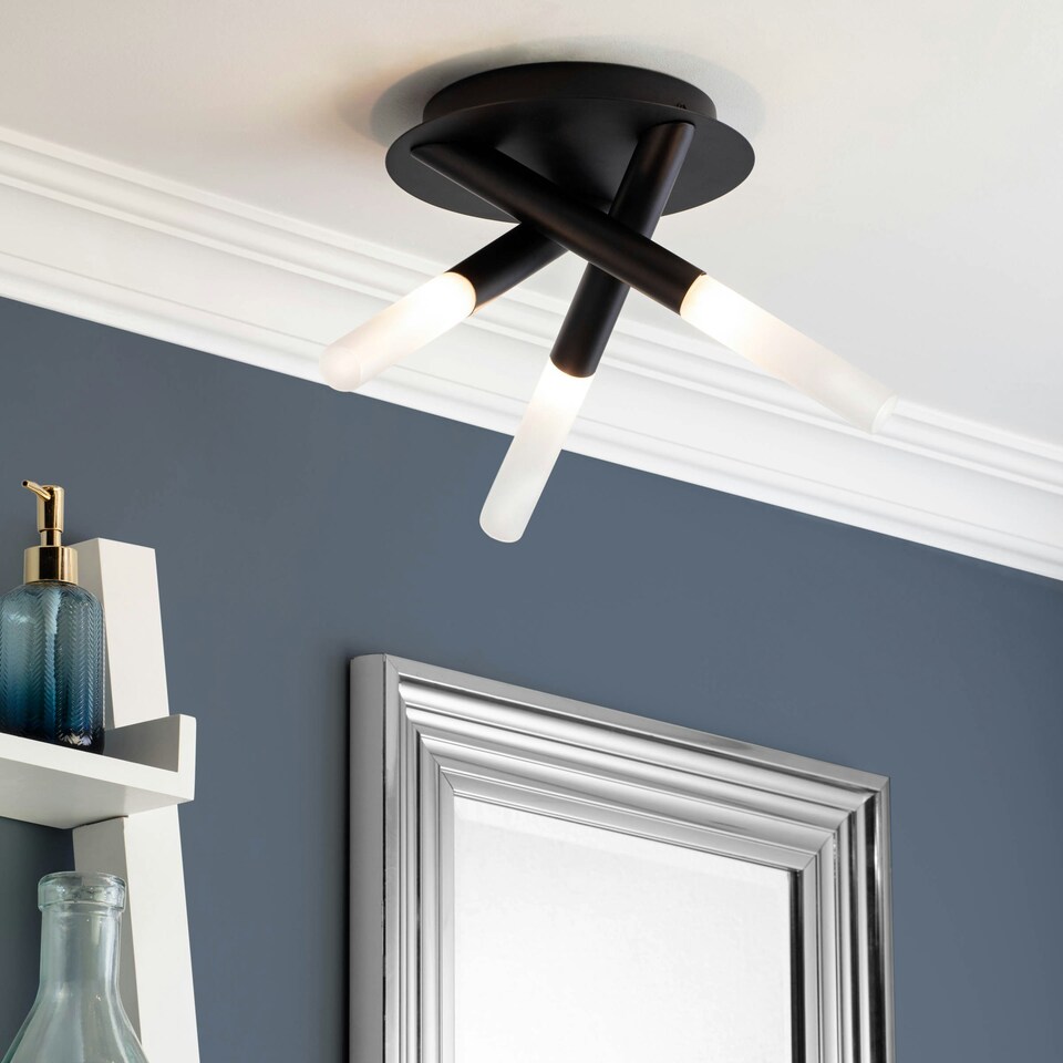 image 1 of BHS Cindy Flush Ceiling Light, Black