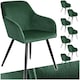 image 1 of Dining Chair Marilyn - with armrests, padded, velvet look, black steel legs - Set of 8 Green | Dark Green/Black