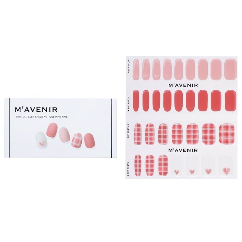 image 1 of Nail Sticker (pink) - # Glen Check Antique Pink Nail - 32pcs Pink
