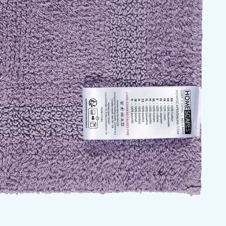 image 1 of Homescapes Luxury Reversible Cotton Bath Mat - Lilac Purple