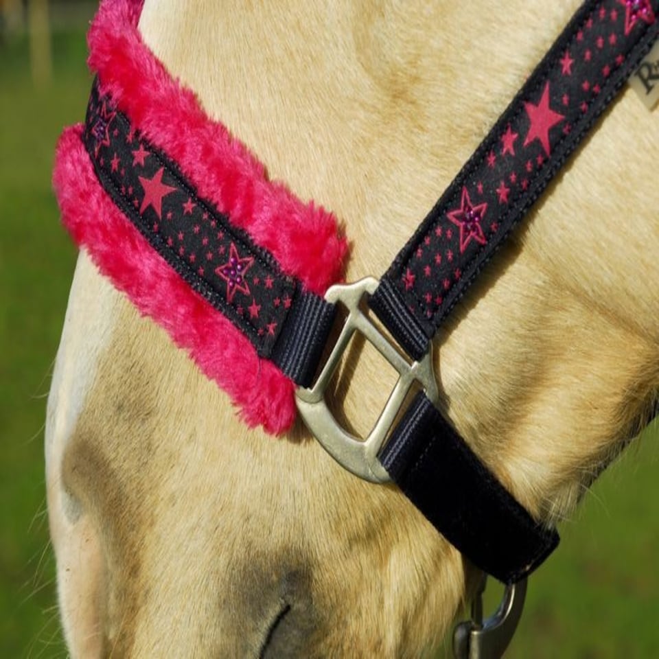 image 1 of Rhinegold Crystal Star Headcollar & Rope Set Green | Size: Full
Colour: Navy/Green