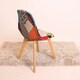 image 4 of Single Patchwork Multi Colors Fabric Dining Chair with Wooden Legs, Mid-Century Modern Accent Chair Multi