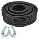image 1 of SPARES2GO Corrugated Flexible Garden Fish Pond Marine Boat Hose Tube Pipe + 2 Clamp Clips (10m Length x 32mm Diameter) Black
