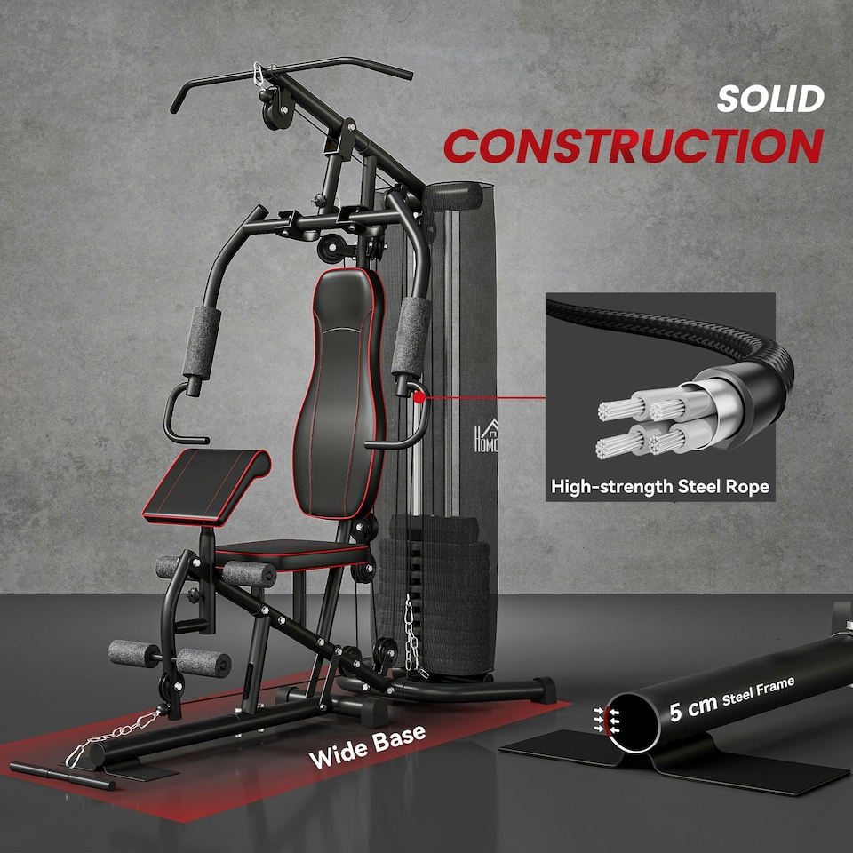 image 1 of HOMCOM Multi Gym Fitness Equipment Exercise Machine with 45Kg Weight Stack