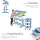 image 3 of Kids Study Desk And Filing Cabinet Set Childrens Play Room Furniture MDF In 2 Colours 7 Step Adjustable Height | Blue | blue | 109 x 55 x 94 cm | 1