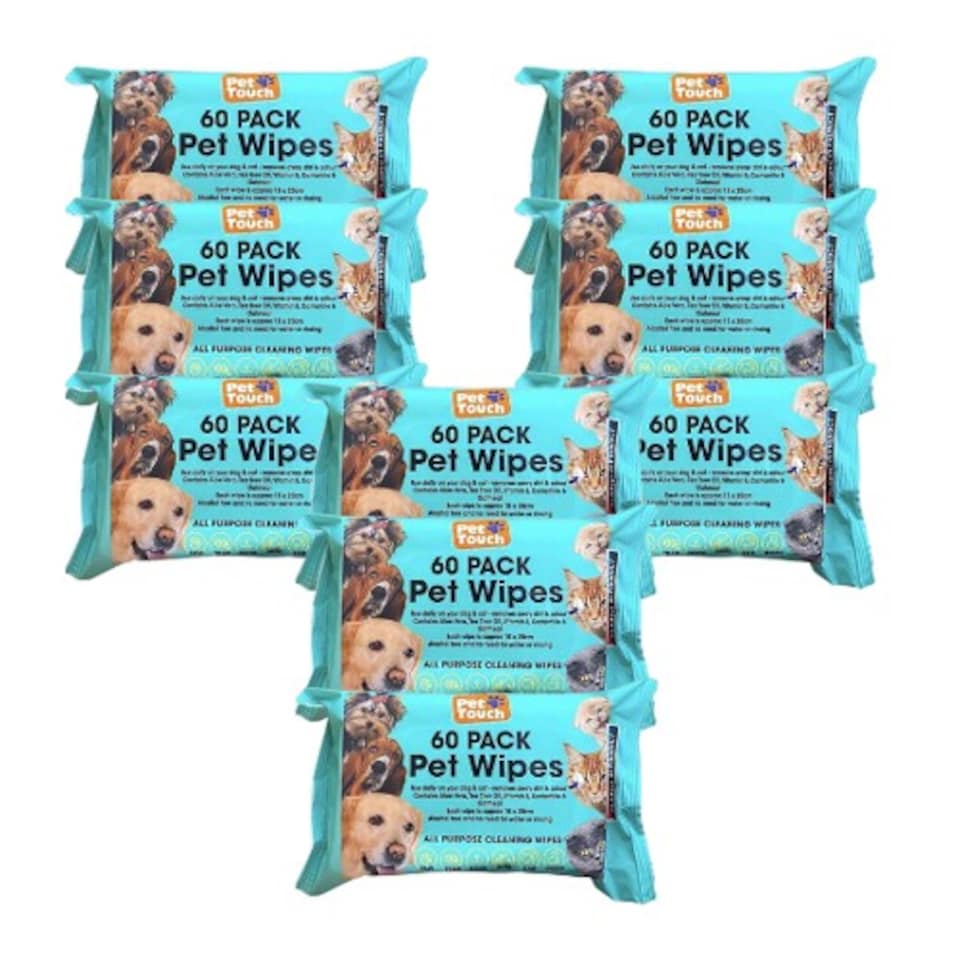 image 1 of Pet Touch Pet Wipes All Purpose 60 Pack | Blue | Blue | 9 Pack | 9