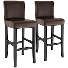 Bar Stools with a padded backrest and faux leather cover | Brown | brown | 41 x 40 x 107 cm | 2