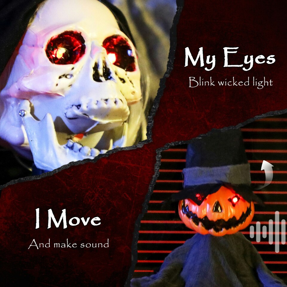 image 1 of Outsunny Animated Halloween Skeleton Candy Dish for Party Decoration
