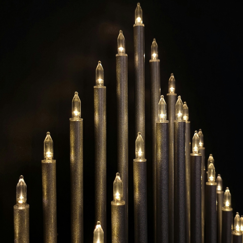 image 1 of Premier 34cm Silver Lit Christmas Candlebridge with 33 Warm White LEDs