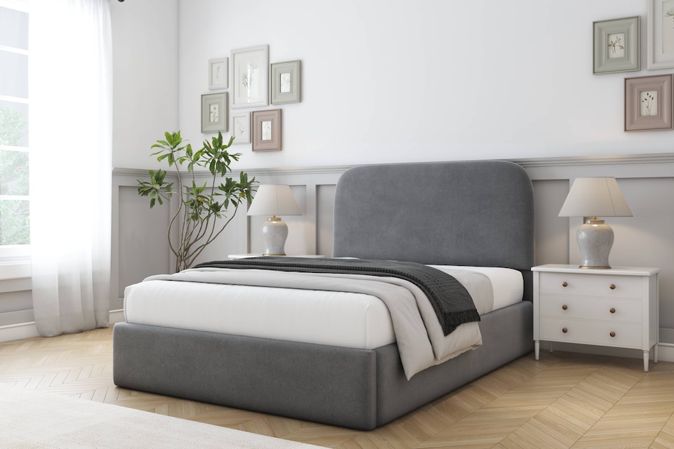 image 1 of Sloomy Belvoir Armour Coniston Bed Frame With Mattress With 45" Upholstered Headboard 3' Single