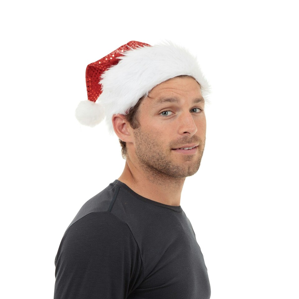 Bristol Novelty Unisex Adults Sequin Santa Hat - Red/White - One Size One Size
