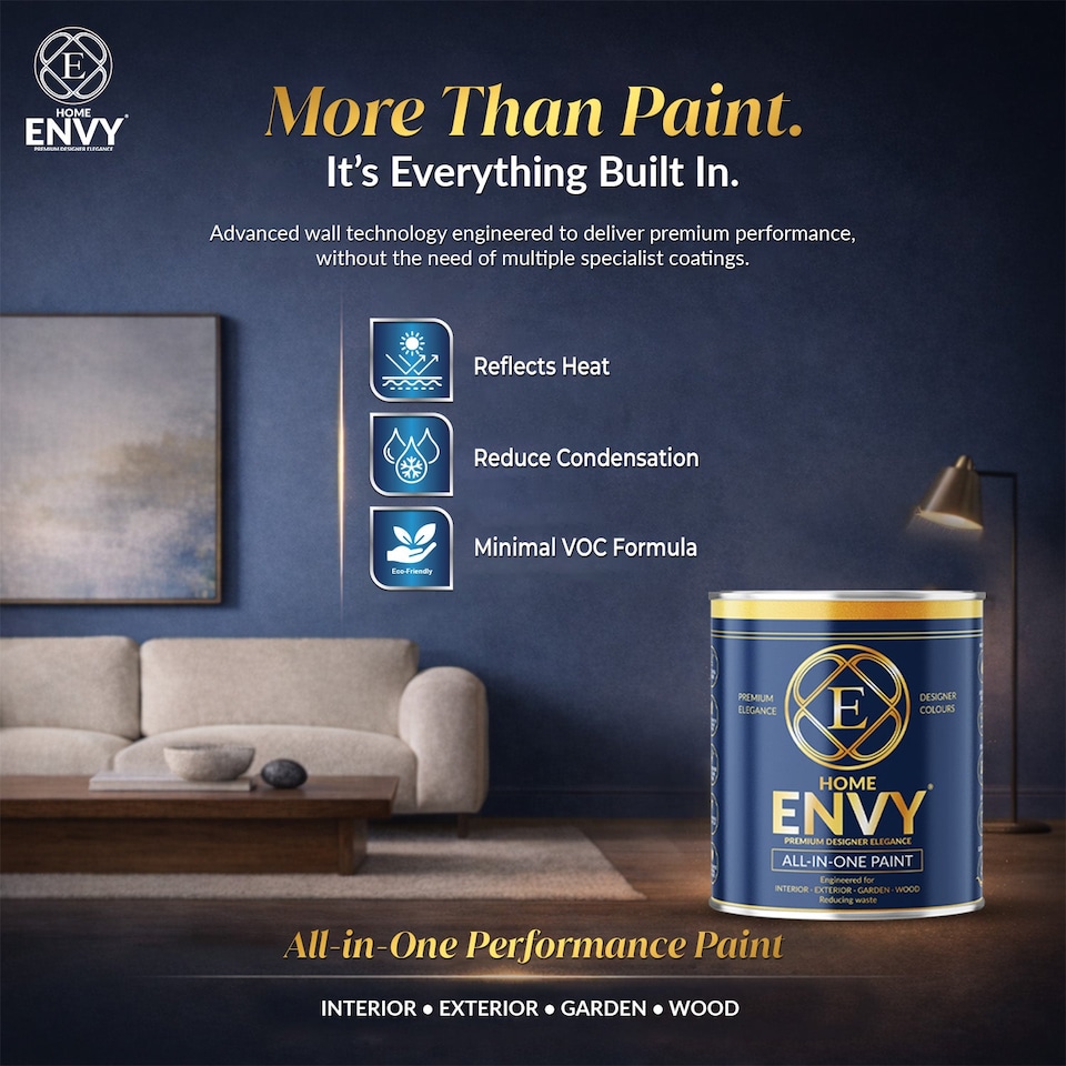 image 1 of ENVY All-in-One Paint - High Coverage Multi Surface Paint for Walls, Wood & Furniture  - Black Night - 1L - Matt