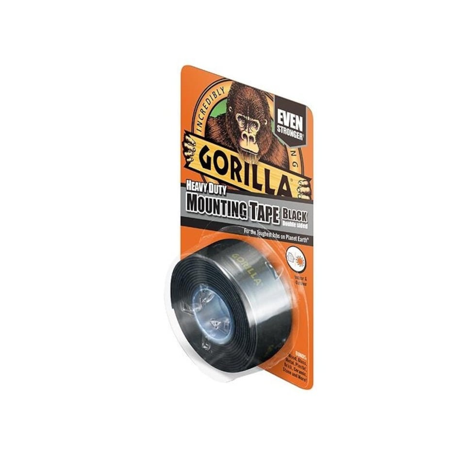 image 1 of Gorilla Glue Heavy-duty Mounting Tape - Multi Colour - Black, 25.4mm x 1.52m