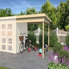 Zambezi anbau 200x250-Log Cabin, Wooden Garden Room, Timber Summerhouse, Home Office - H211 cm Brown