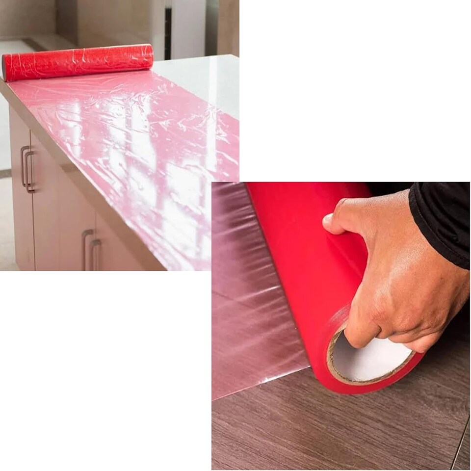 image 1 of 2 x Hard Surface & Floor Protector Film Semi-Adhesive DIY Dust Sheet
