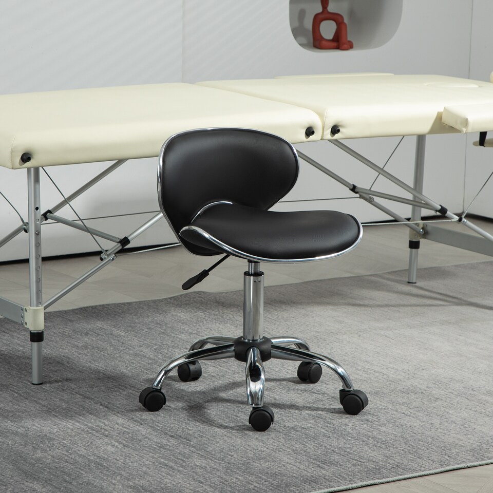 image 1 of HOMCOM Adjustable Rolling Swivel Beauty Salon Chair, Stool for Spa, Technician - Black