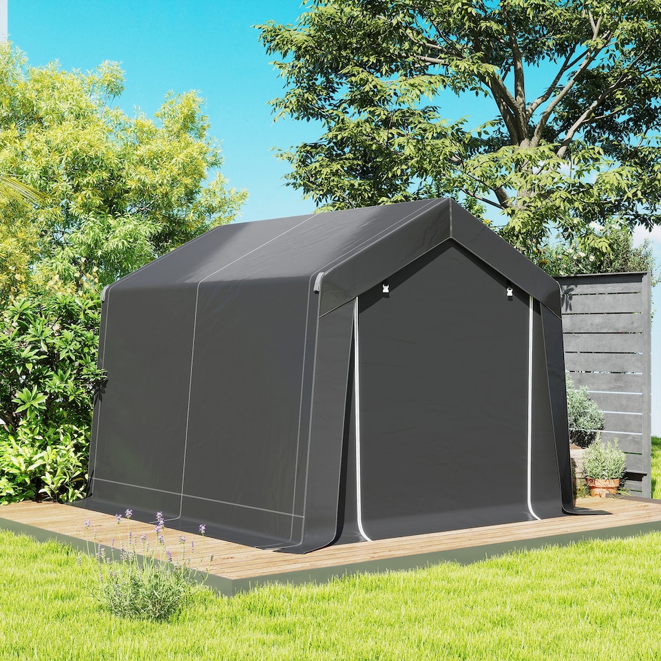 image 1 of Outsunny 3 x 3(m) Portable Shed, Waterproof and Heavy Duty Dark Grey