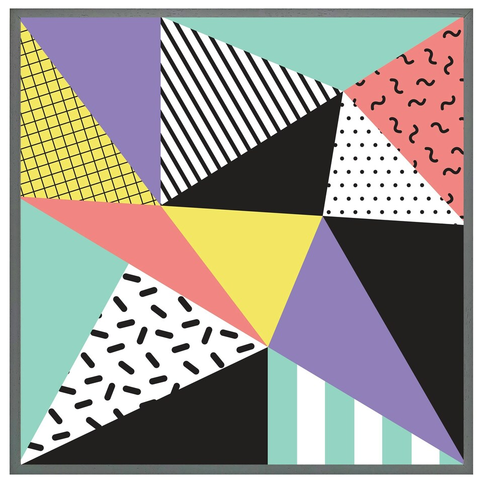 image 1 of Retro themed geometrics (Picture Frame) White | M