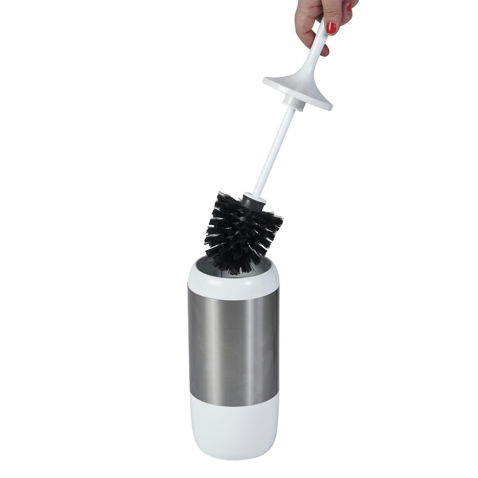 image 1 of Showerdrape Elite White Chrome Toilet Brush & Holder