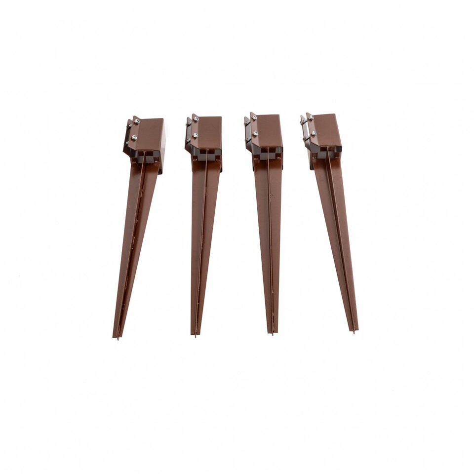 image 1 of 4x Heavy Duty Drive Down Fence Post Anchor Spike Grip Holder - 100 x 750mm | Brown | 4