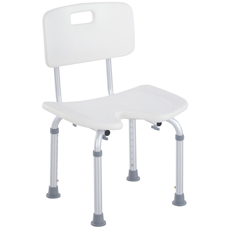 image 1 of HOMCOM Adjustable Aluminum Shower Bath Stool Spa Chair w/ Non-Slip Feet, Handle