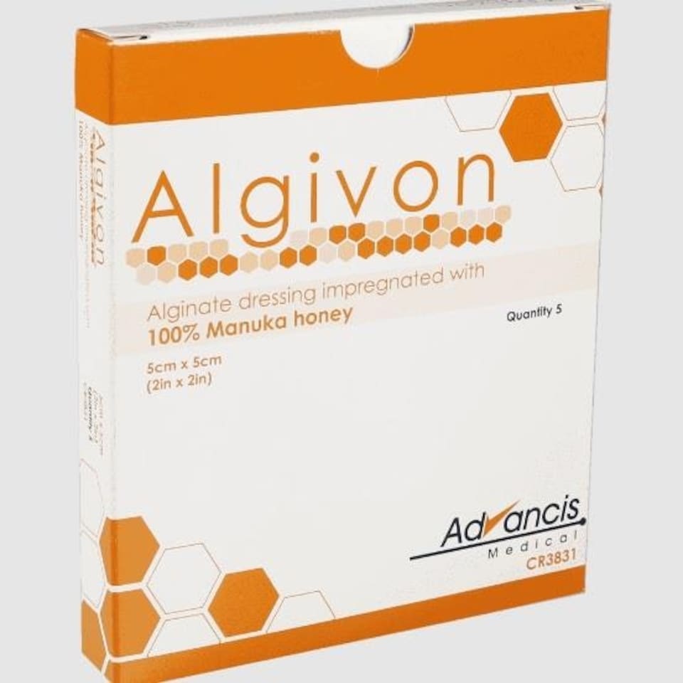 image 1 of Algivon Manuka Honey Dressing 5cm x 5cm Pack of 5