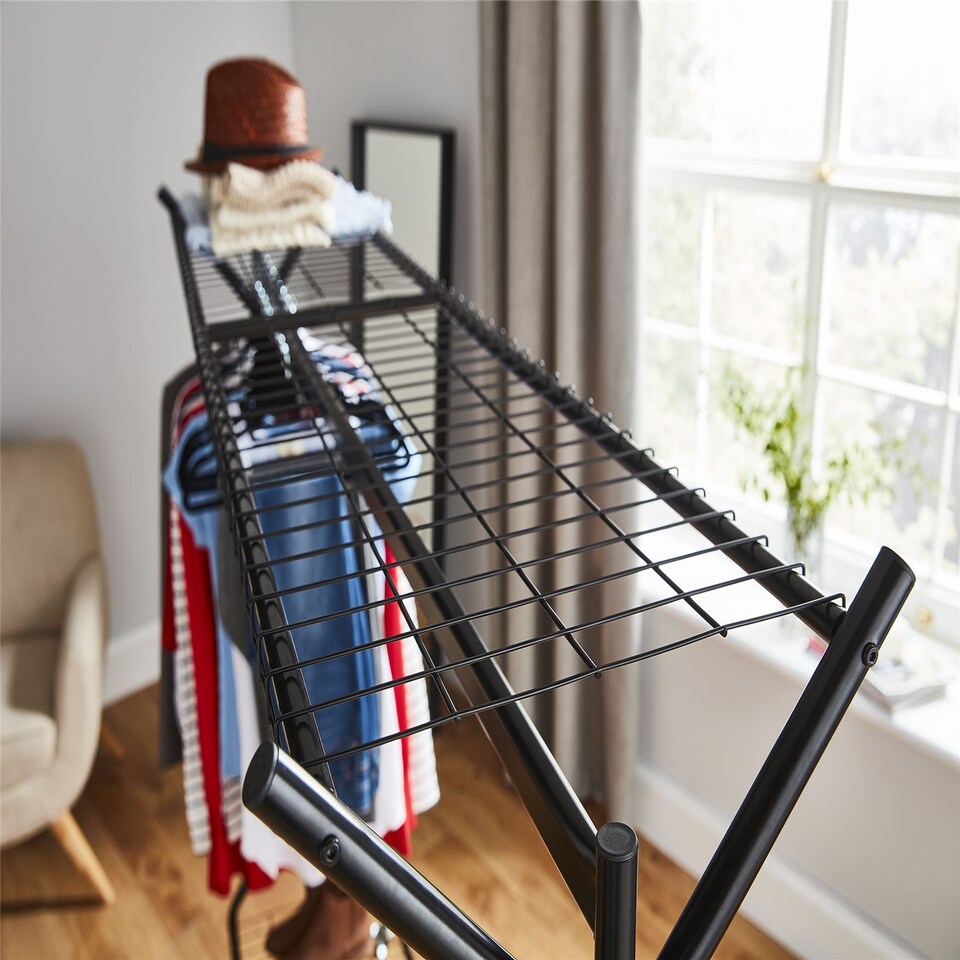image 1 of House of Home Clothing Rail Heavy Duty Hanging Clothes Shoe Hat Rack Shelves With Wheels 5ft x 5ft | Black