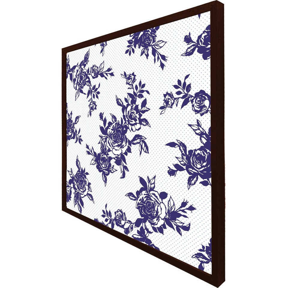 image 1 of Roses print on polka dots (Picture Frame) Black | XL