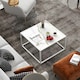image 3 of COSTWAY Modern Square Coffee Table with Faux Marble Tabletop White