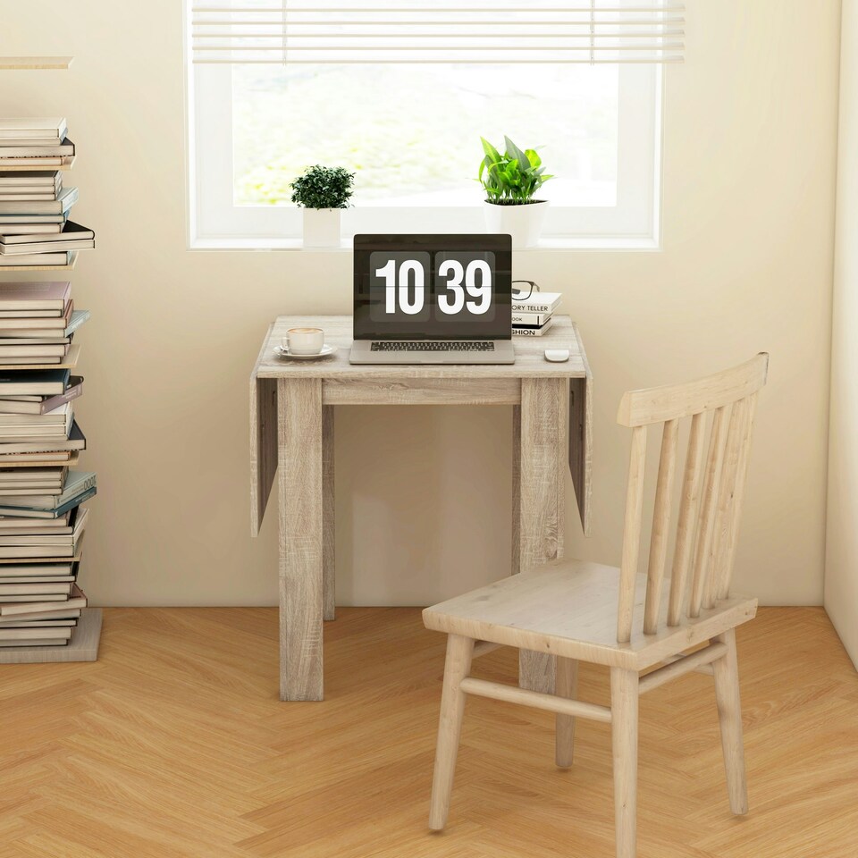 image 1 of HOMCOM Folding Dining Table Extendable Kitchen Table Drop Leaf Table for 2-4