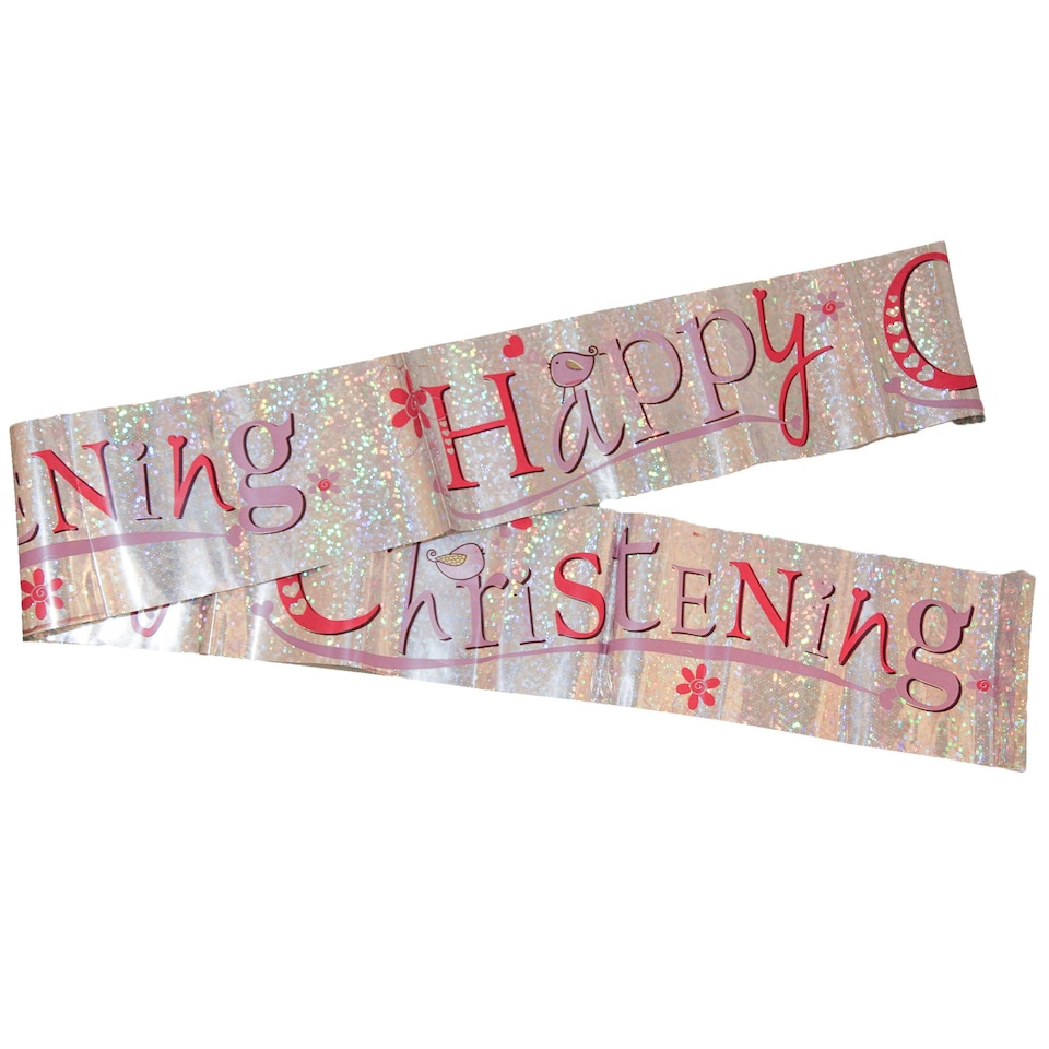 image 1 of Amscan Happy Christening Foil Banner - Pink - 2.7m
