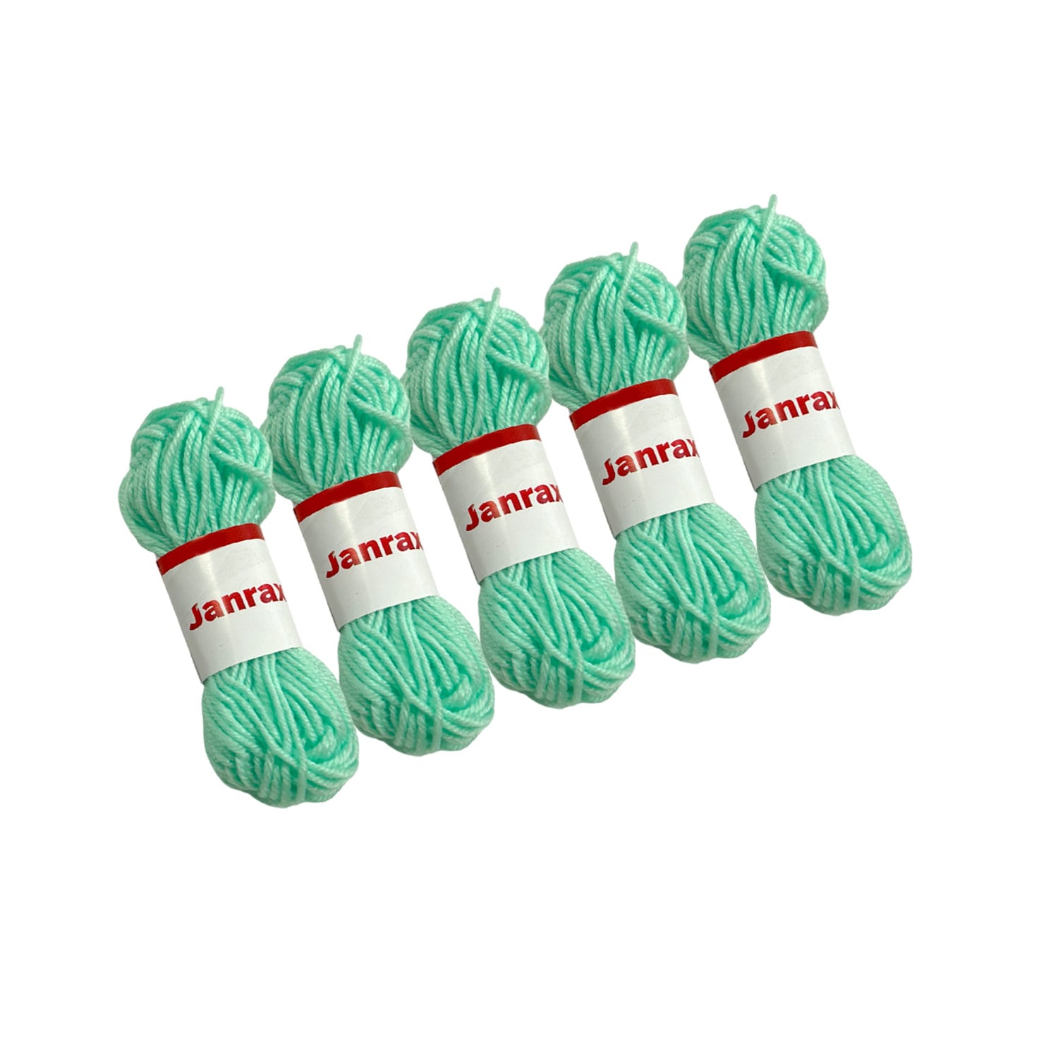 Pack of 5 Pastel Green Acrylic Yarn Rolls â 10g each, 4 Strand 8 Ply Knitting Wool