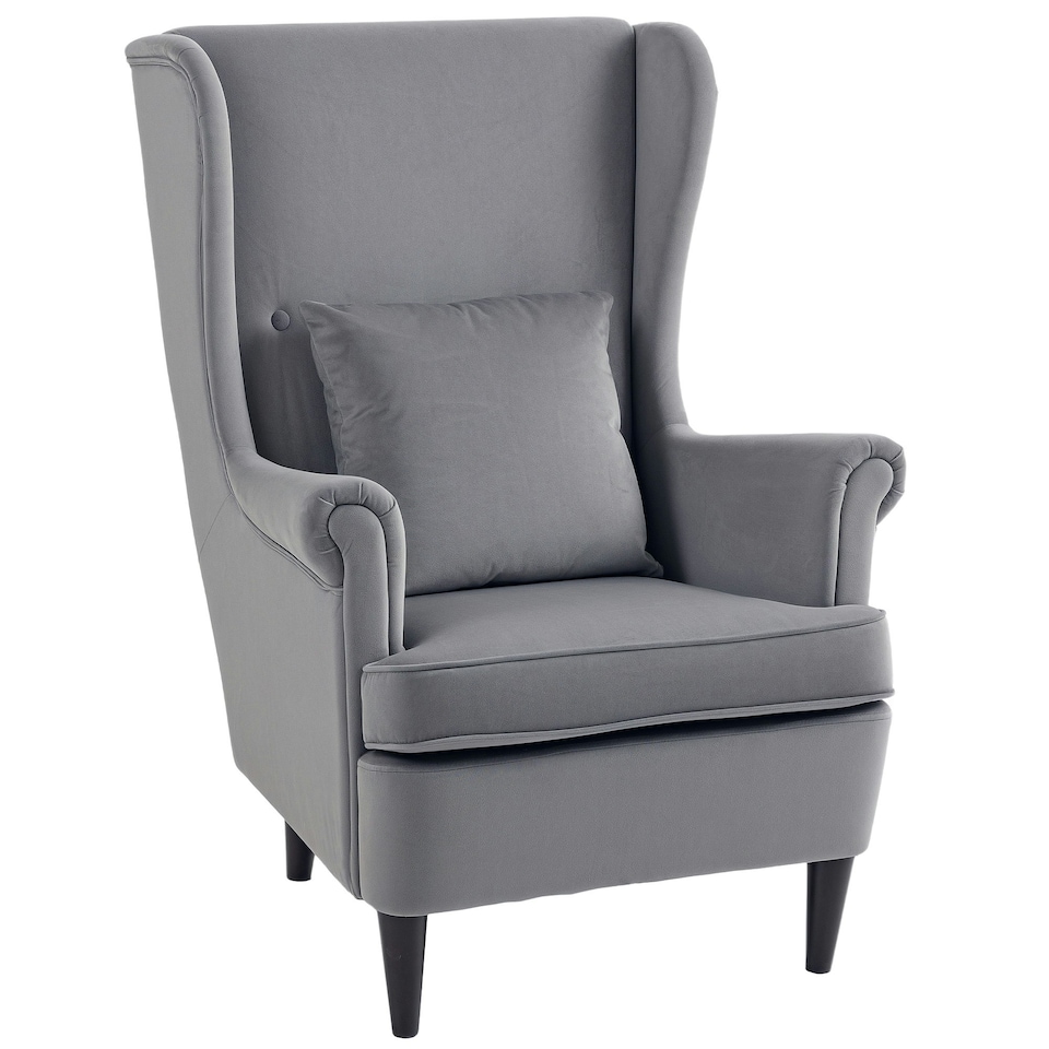 image 1 of HOMCOM Wingback Chair, Modern Accent Chair for Living Room Bedroom Green