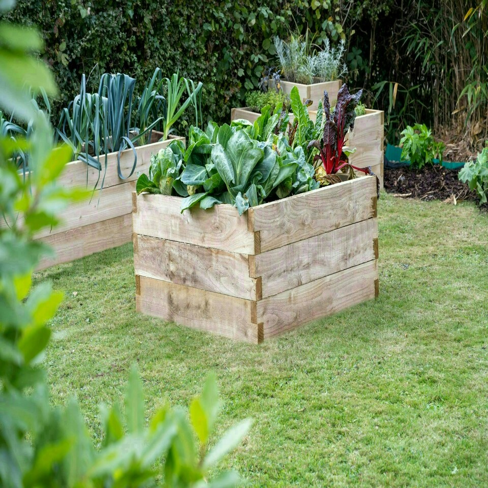 image 1 of Forest Garden Caledonian Wooden Square Raised Bed 90 x 90cm