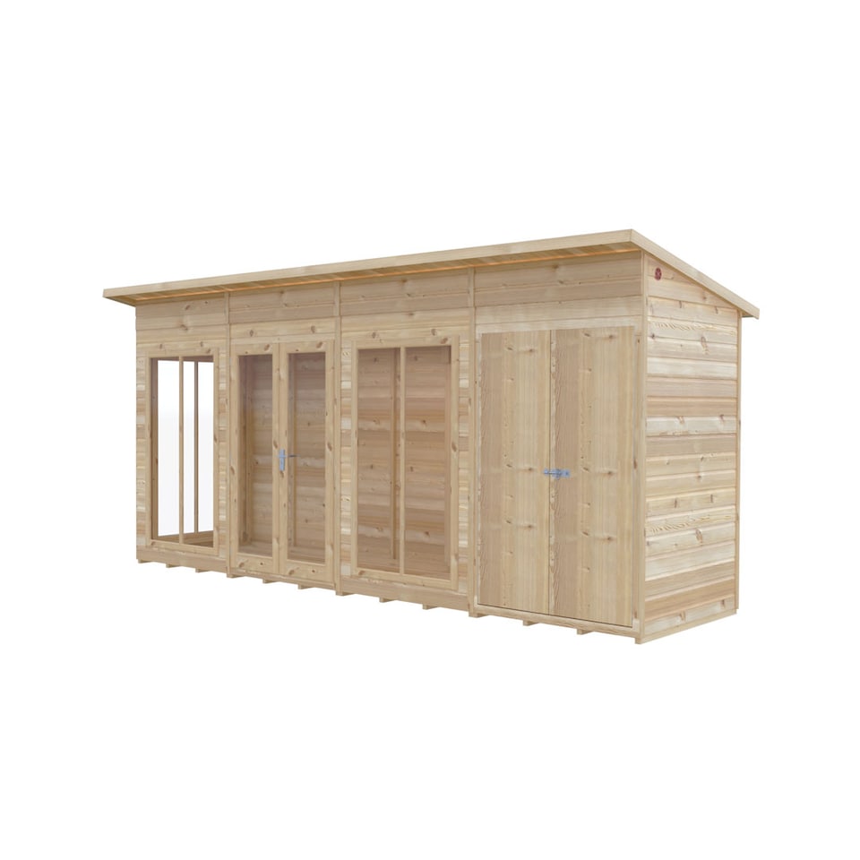 image 1 of Lela 16x4 Summerhouse including Storage - L125.8 x W476 x H229.9 cm | Brown
