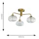 image 7 of ValueLights Amaia Gold IP44 3 Way Clear Ribbed Glass Ceiling Light | Gold