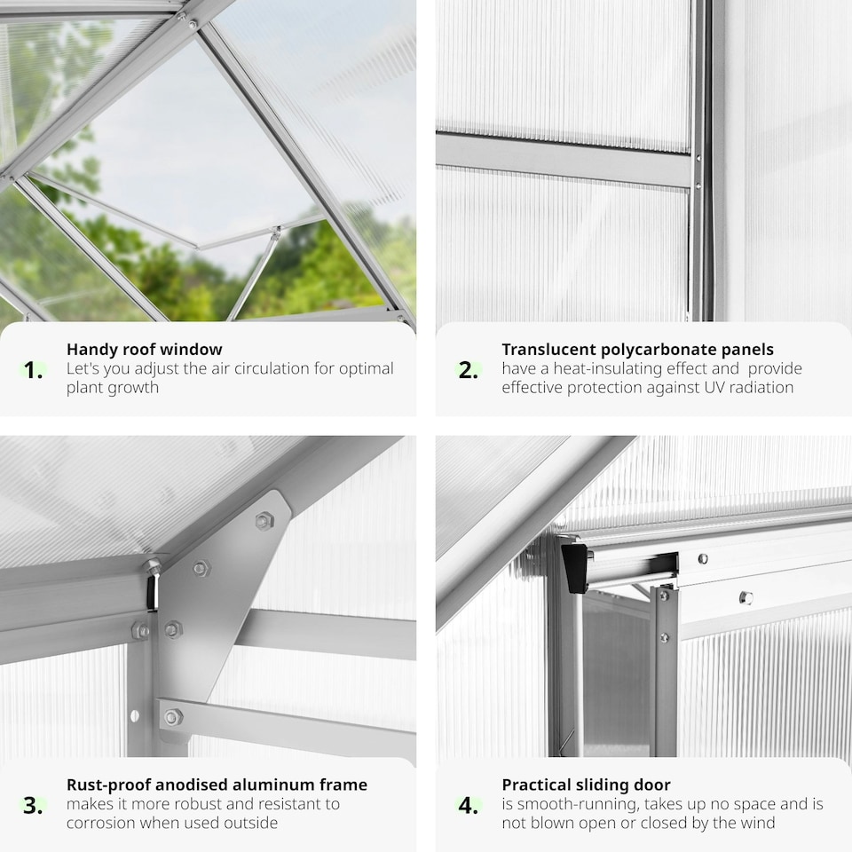 image 1 of Aluminium greenhouse, UV-resistant, 185x190x195cm