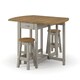 image 1 of Corona Oval Breakfast Drop Leaf Gateleg Table and 2 Stool Set - Pine - Grey/Antique Waxed Pine - Flat Packed Grey