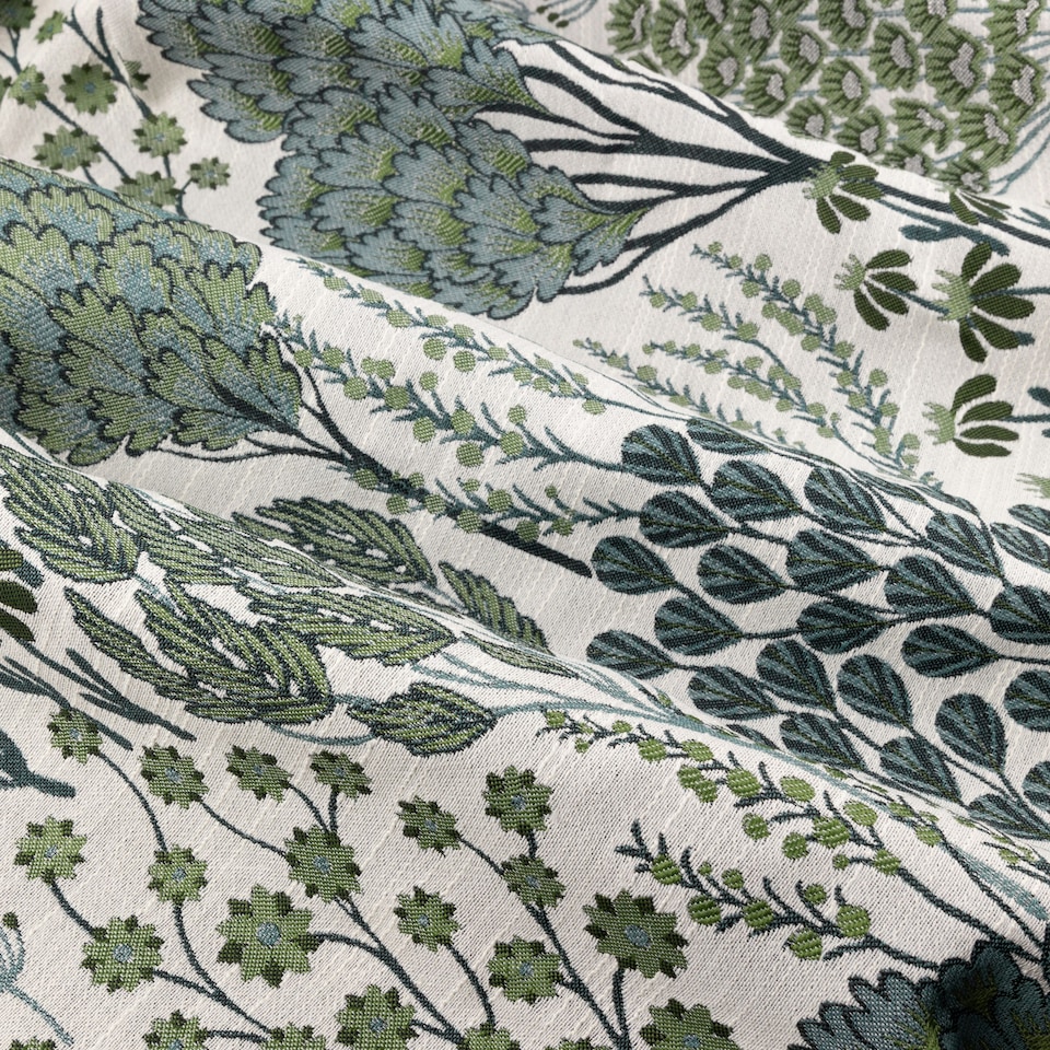 image 1 of Wylder Ophelia Jacquard Floral Room Darkening Pencil Pleat Curtains | Green