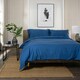image 3 of 100% Washed Cotton Duvet Cover Set – Soft, Breathable & Textured with Tie Fastening | Blue | Blue | Single