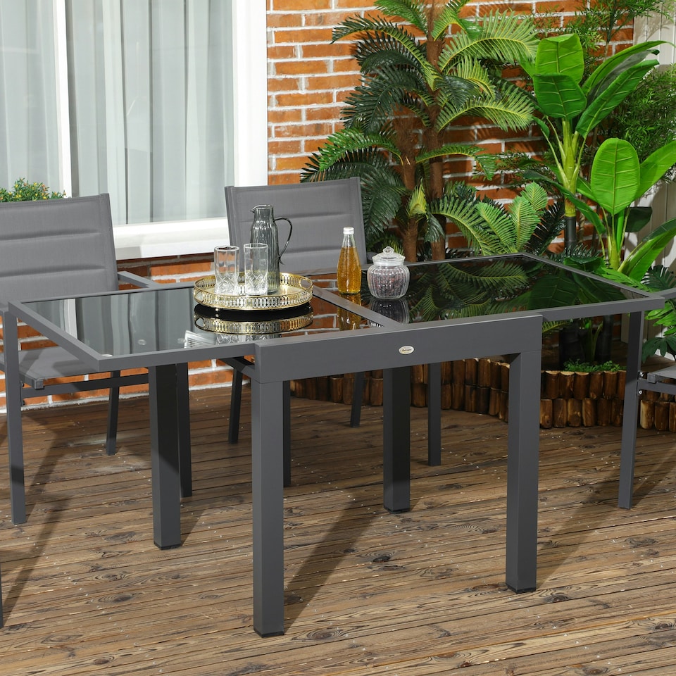 image 1 of Outsunny Extendable Outdoor Dining Table Patio Table with Frame