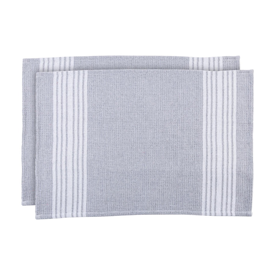 image 1 of Nicola Spring Cotton Tea Towels - 60cm x 40cm - Light Grey - Pack of 2