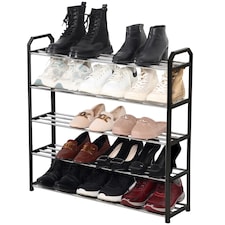 House of Home 5 Tier Shoe Rack Freestanding Metal Rail Stand 15-20 Pairs | Black