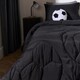image 1 of OHS Quilted Embossed Patterned Soft Plump Coverless 7.5 Tog Washable Duvet Cover and Pillowcase Bedding Set | Black | Black Football | Single