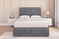 Sloomy Cambridge Armour Coniston Divan Bed Base 2 Drawers Left Side With 54 Inch Floor Standing Headboard & 12 Inch Matching Footboard | Grey | Armour | Double | 1