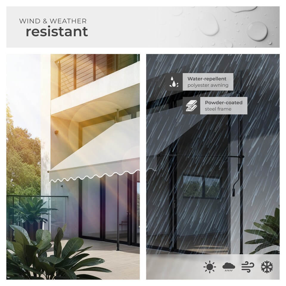 image 1 of Awning with hand crank - pressure fitted , height adjustable | Grey | light grey | 250 x 180 cm | 1